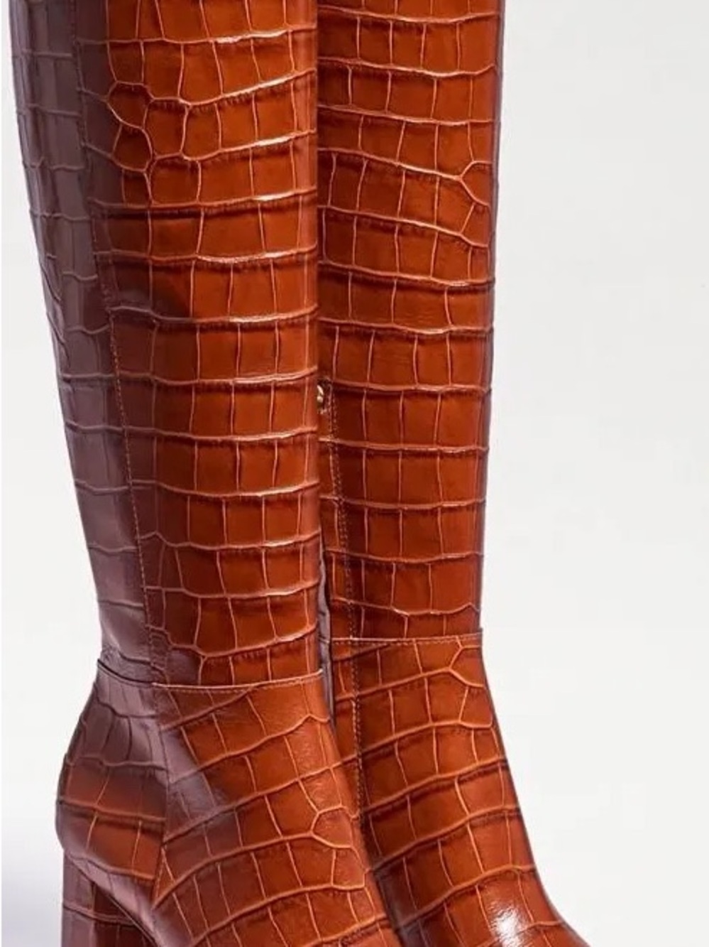 Sam Edelman Clarem Knee High Boot in Tawny Brown Croc sz 7.5
